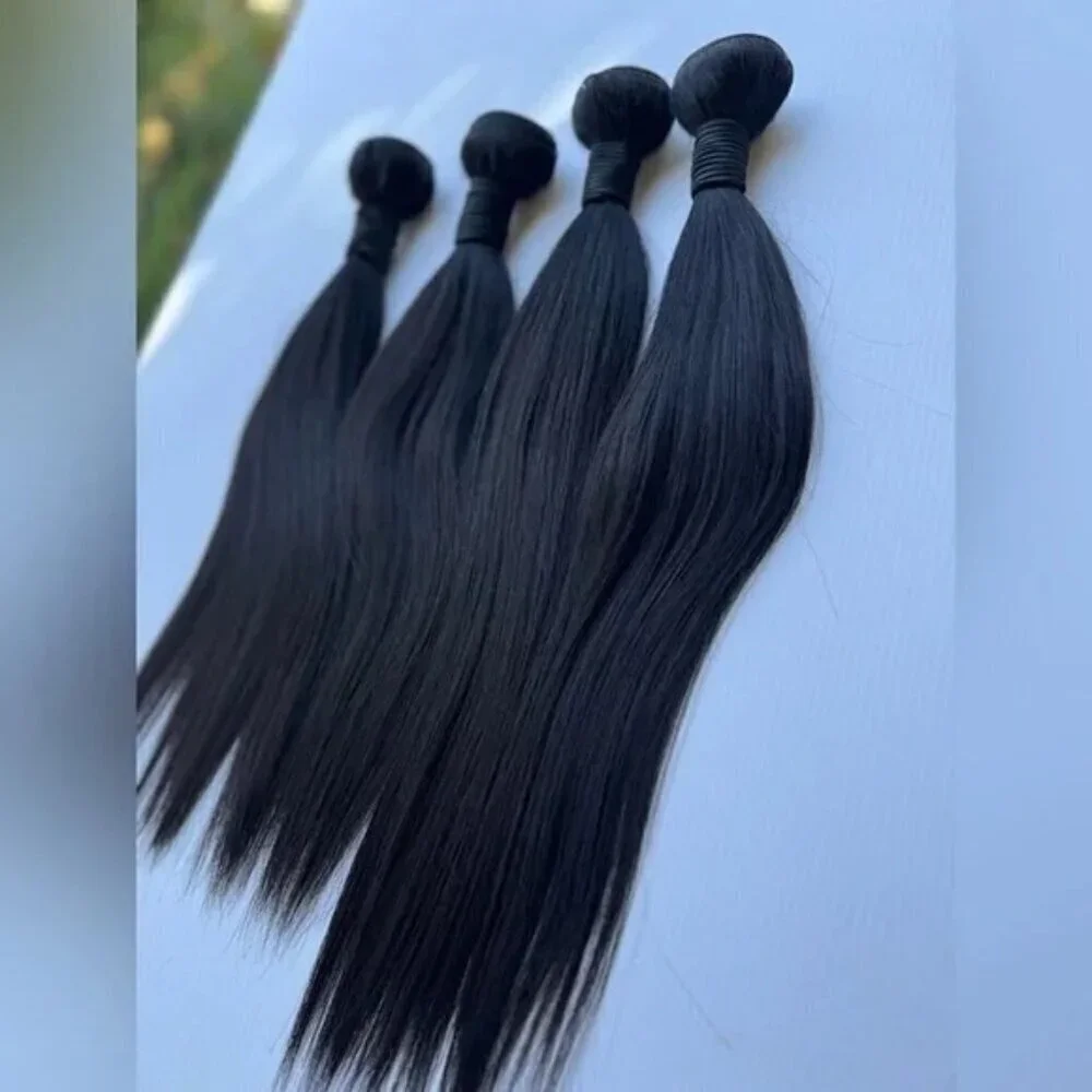 Human hair Blend Bundles Lot in Black Straight Hair 16 in +18 In | 4 Pcs Lot!